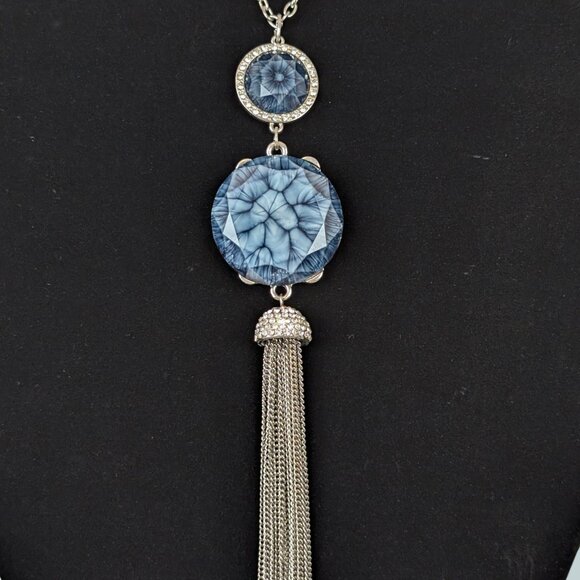 Vera Wang Blue Stone & Tassel Necklace - Picture 3 of 6